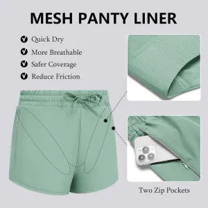 PINSPARK Running Shorts for Women Quick Dry Athletic Short High Wasit Pockets