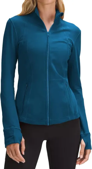 PINSPARK Women's Running Jacket Athletic Full Zip Lightweight Track Jackets Slim Fit Yoga Workout Tops