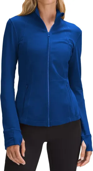 PINSPARK Women's Running Jacket Athletic Full Zip Lightweight Track Jackets Slim Fit Yoga Workout Tops