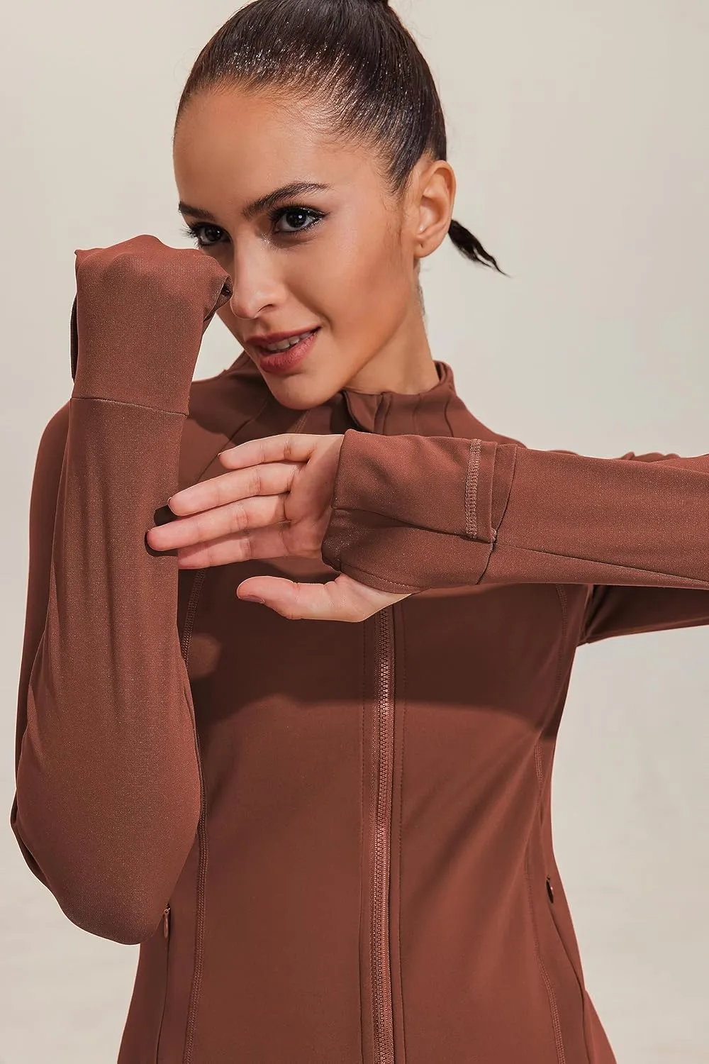 PINSPARK Women's Running Jacket Athletic Full Zip Lightweight Track Jackets Slim Fit Yoga Workout Tops