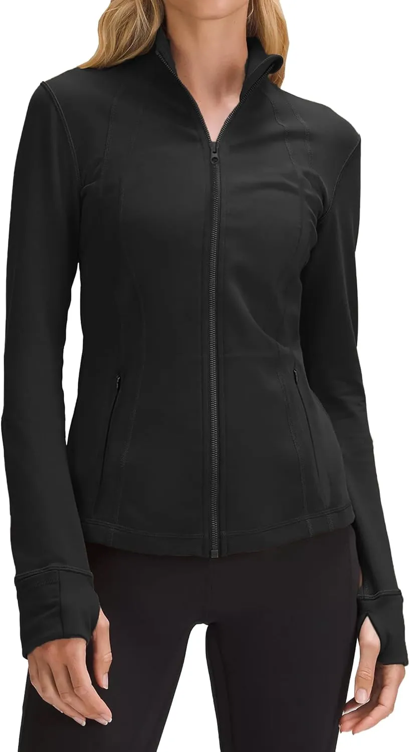 PINSPARK Women's Running Jacket Athletic Full Zip Lightweight Track Jackets Slim Fit Yoga Workout Tops