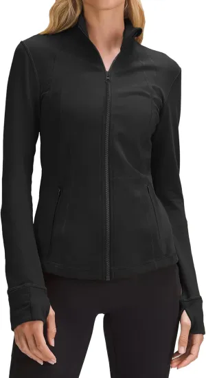 PINSPARK Women's Running Jacket Athletic Full Zip Lightweight Track Jackets Slim Fit Yoga Workout Tops