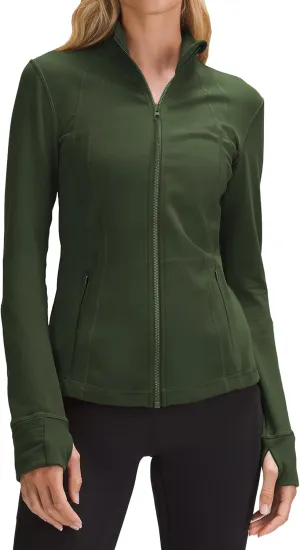 PINSPARK Women's Running Jacket Athletic Full Zip Lightweight Track Jackets Slim Fit Yoga Workout Tops