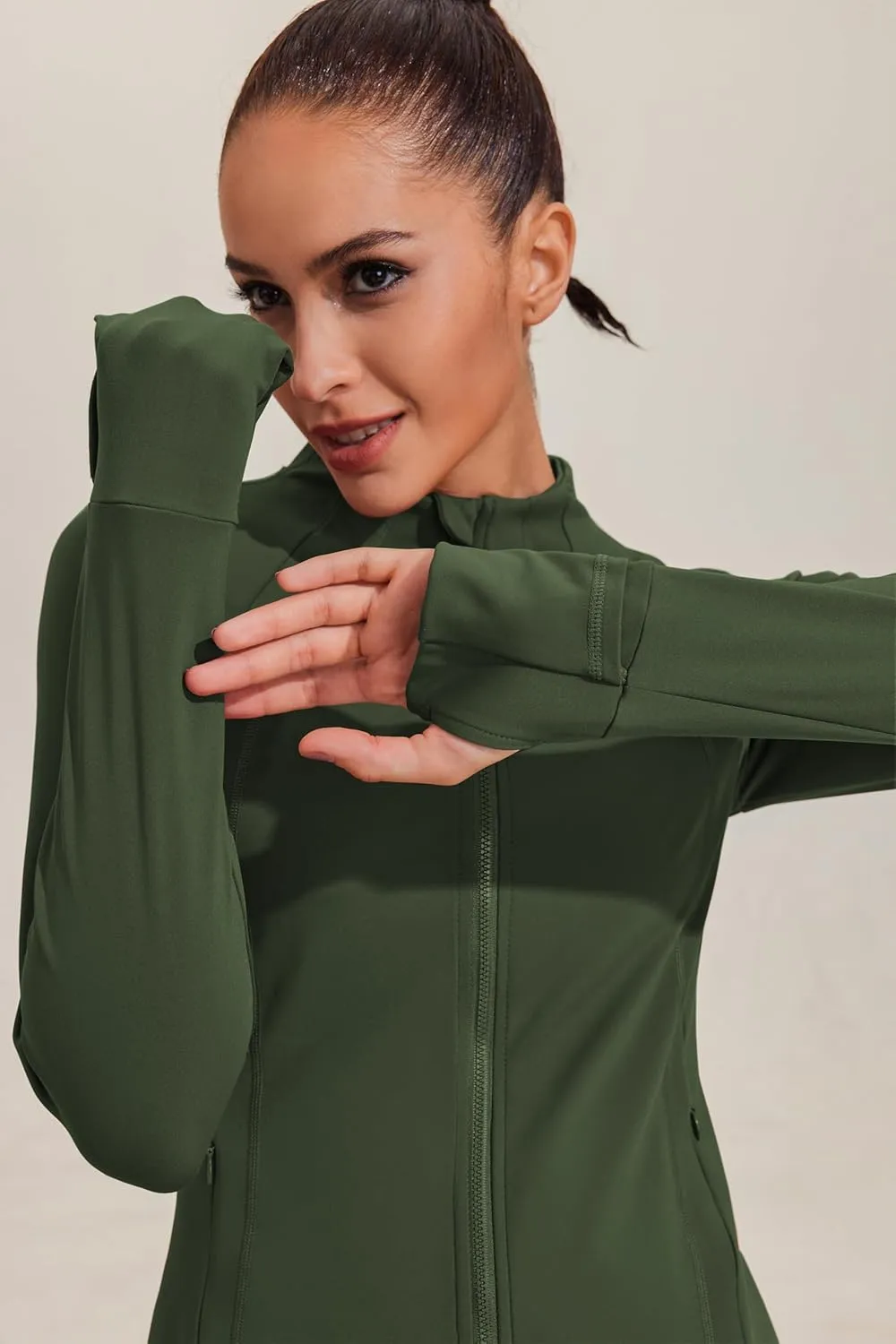 PINSPARK Women's Running Jacket Athletic Full Zip Lightweight Track Jackets Slim Fit Yoga Workout Tops