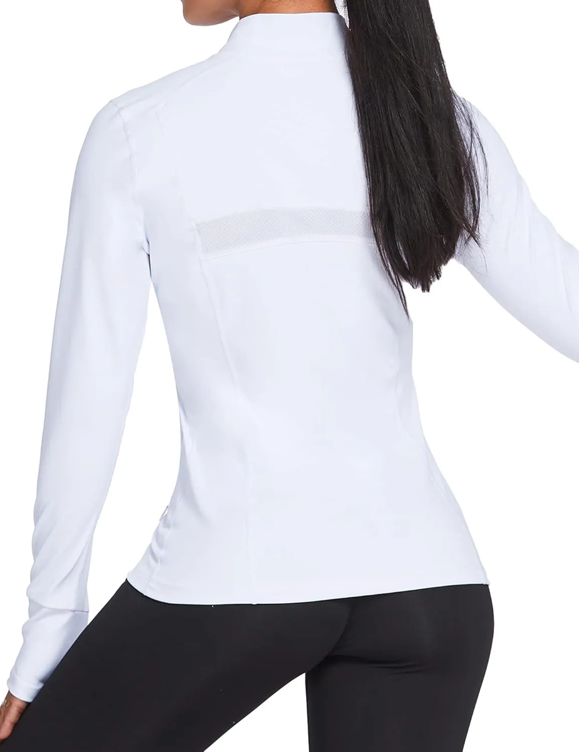 PINSPARK Women's Track Jacket Breathable Running Jacket Zip Up Sportswear Slim Fit Workout Tops