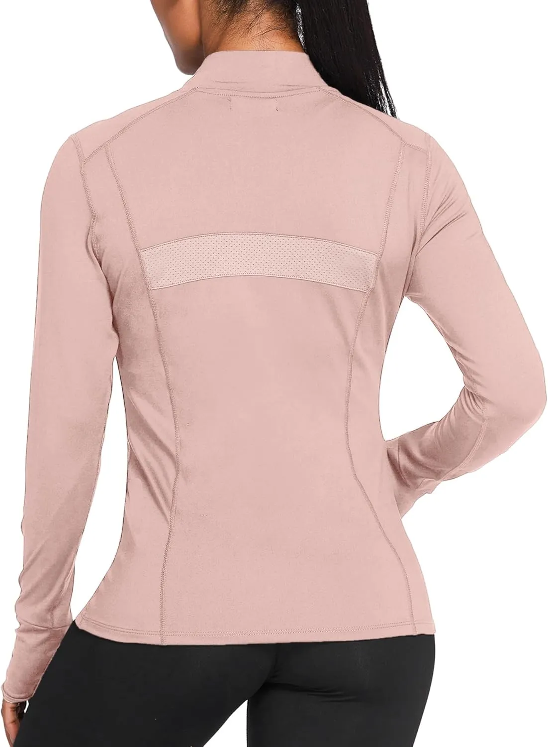PINSPARK Women's Track Jacket Breathable Running Jacket Zip Up Sportswear Slim Fit Workout Tops