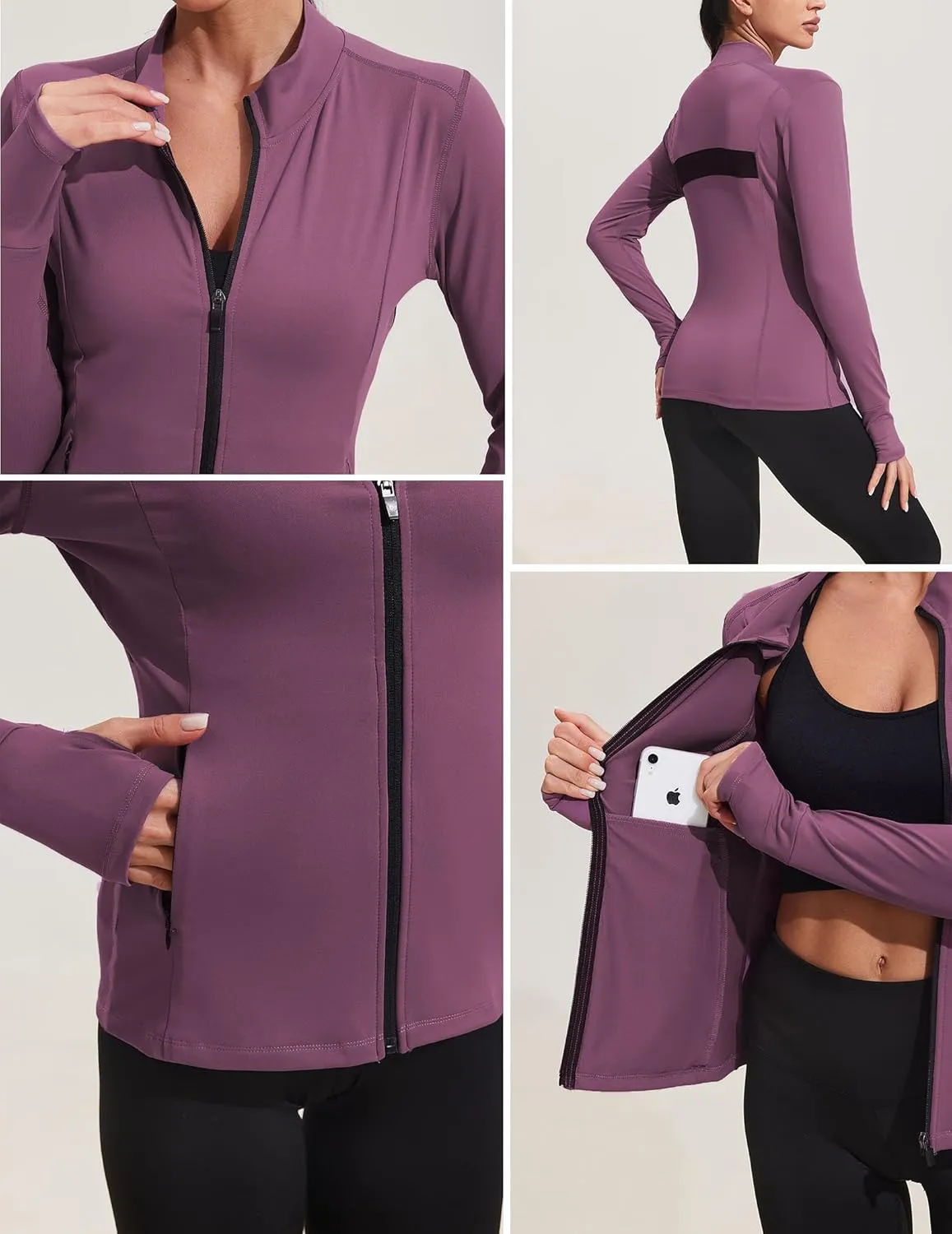 PINSPARK Women's Track Jacket Breathable Running Jacket Zip Up Sportswear Slim Fit Workout Tops