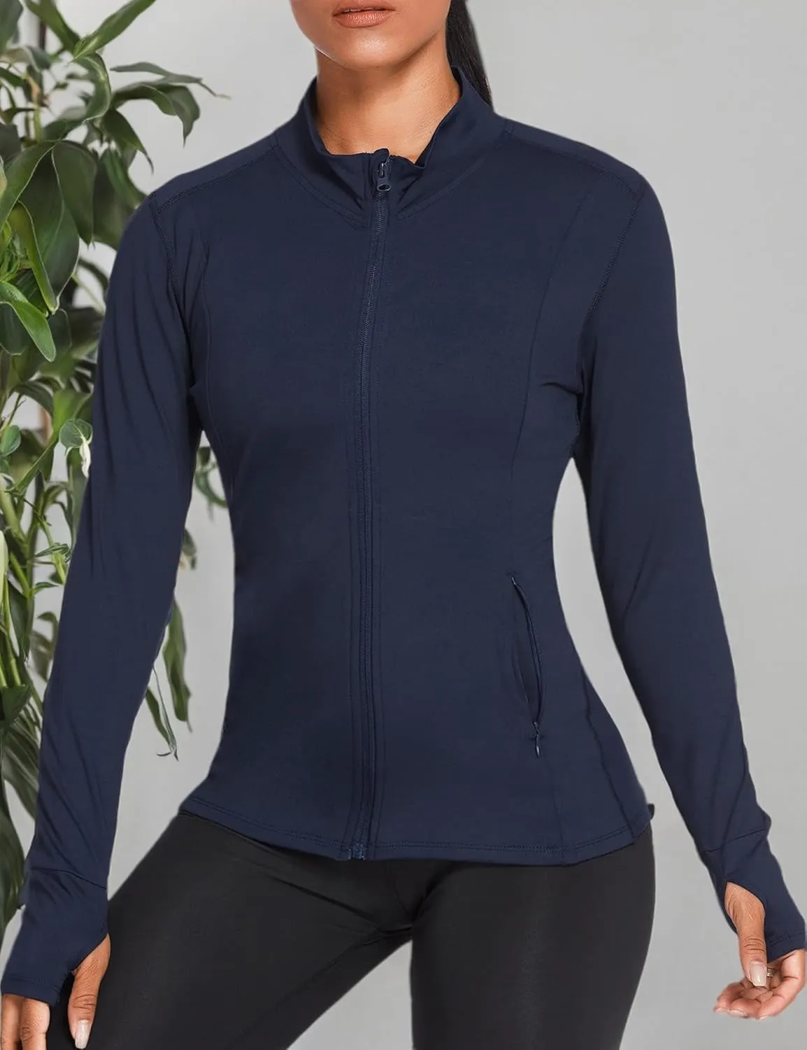 PINSPARK Women's Track Jackets Breathable Running Jacket Zip Up Sportswear Slim Fit Workout Tops