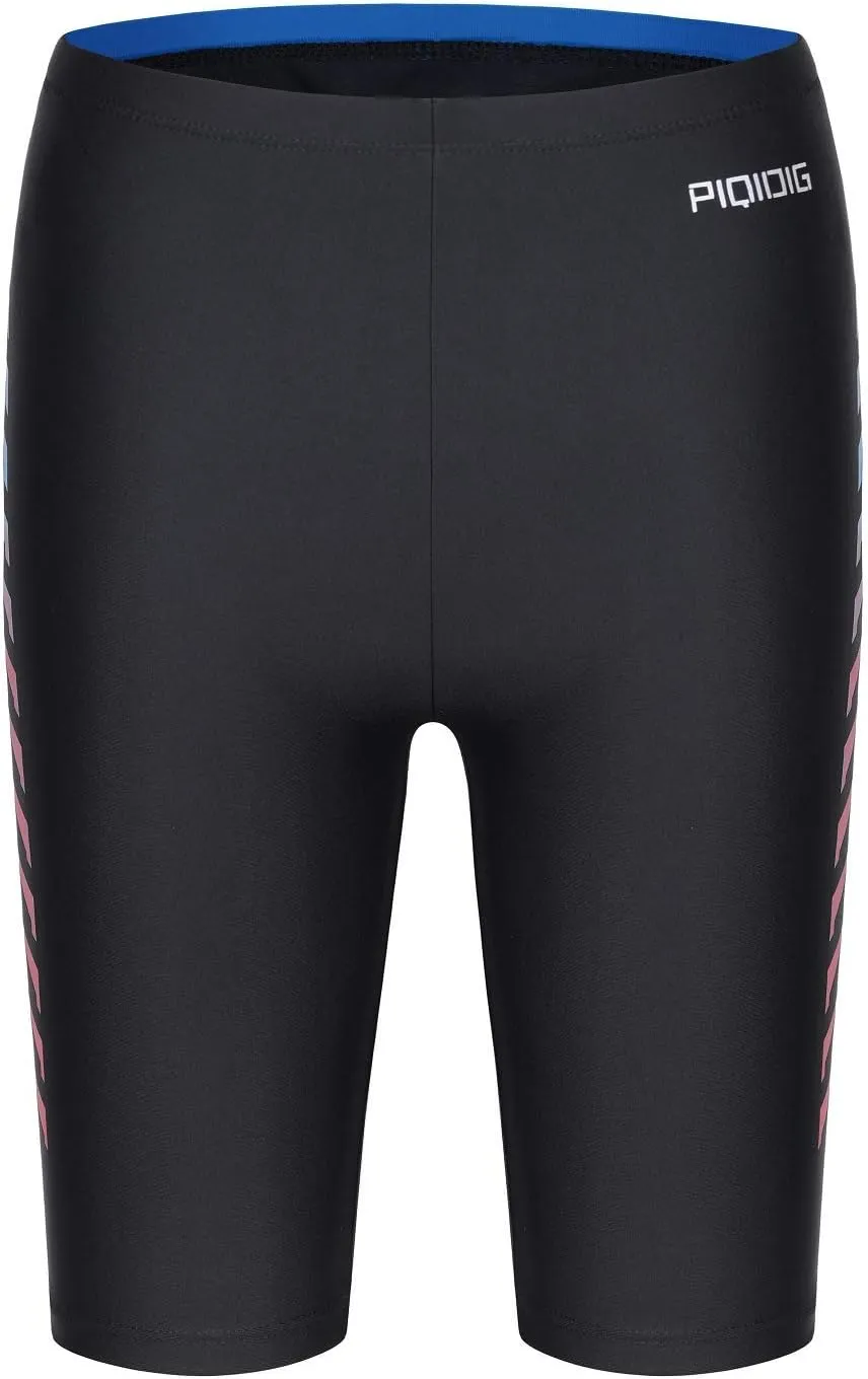 PIQIDIG Youth Boys Swim Jammers Solid Swimsuit Quick Dry Athletic Swimming Shorts UPF 50  Sun Protection