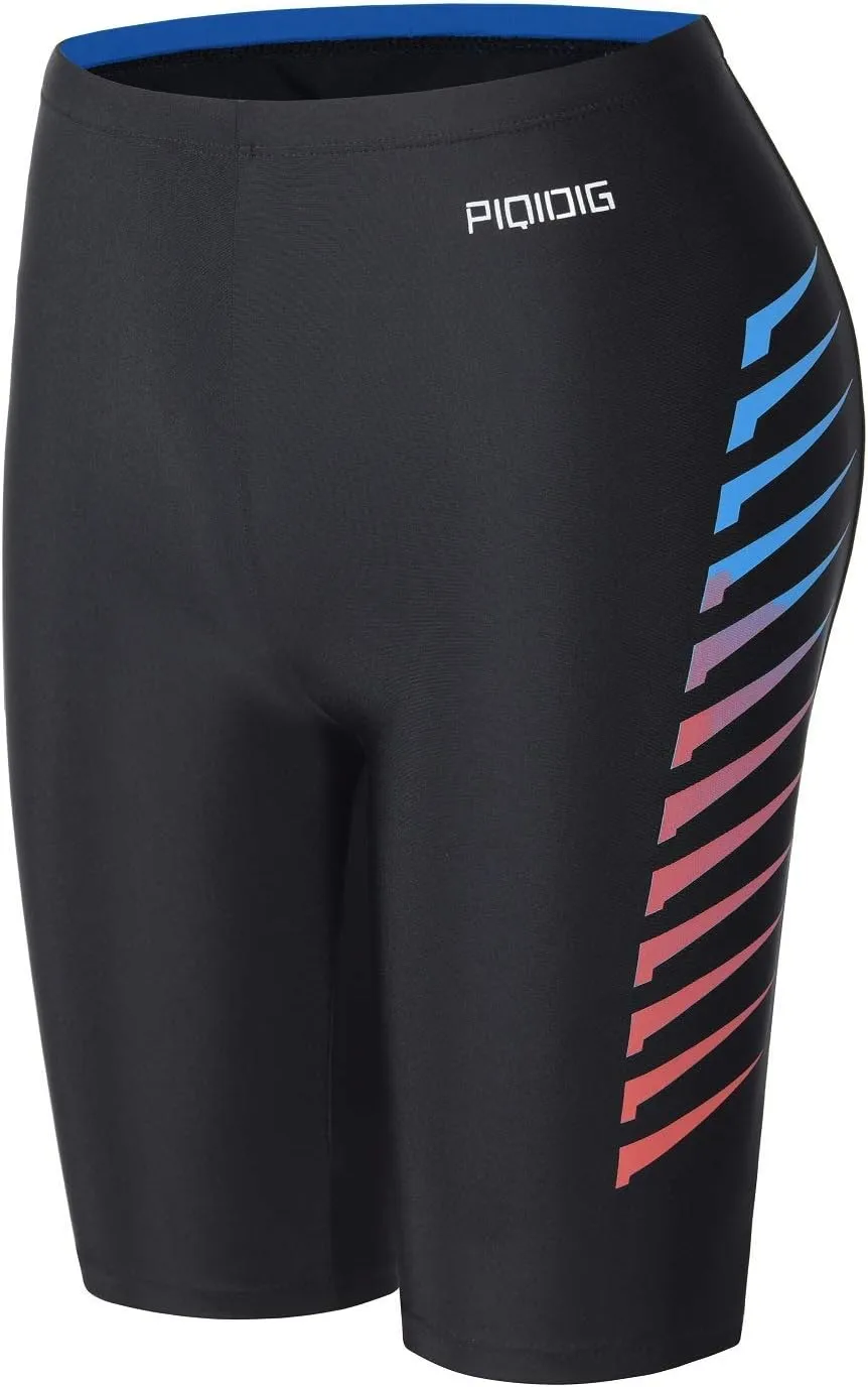 PIQIDIG Youth Boys Swim Jammers Solid Swimsuit Quick Dry Athletic Swimming Shorts UPF 50  Sun Protection