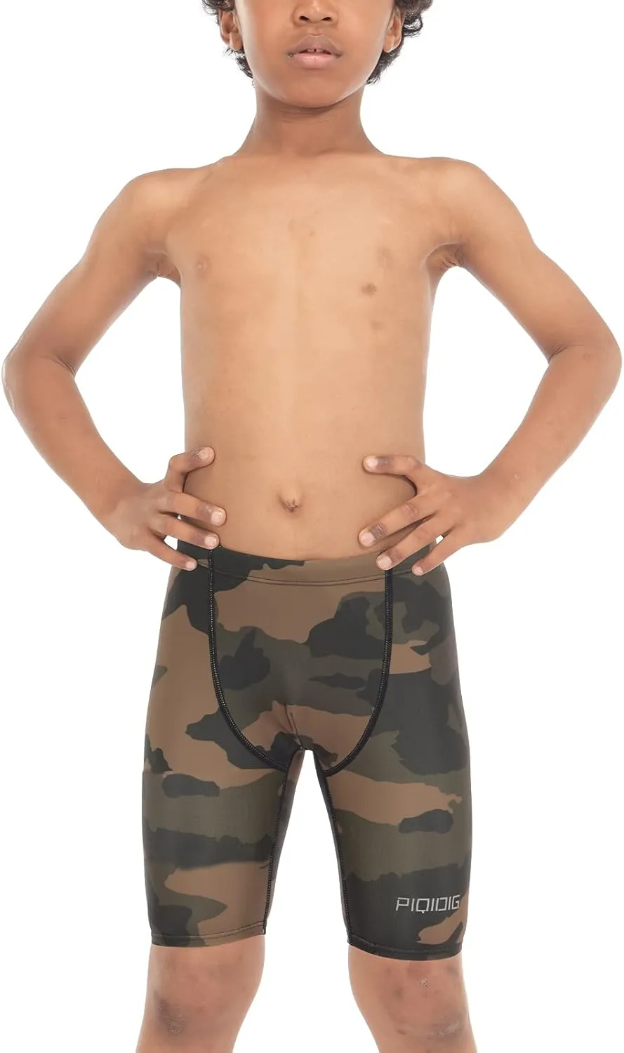 PIQIDIG Youth Boys Swim Jammers Solid Swimsuit Quick Dry Athletic Swimming Shorts UPF 50  Sun Protection