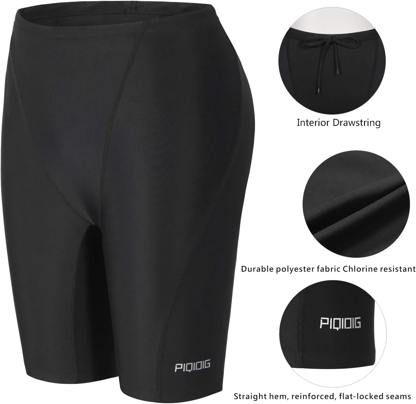 PIQIDIG Youth Boys Swim Jammers Solid Swimsuit Quick Dry Athletic Swimming Shorts UPF 50  Sun Protection