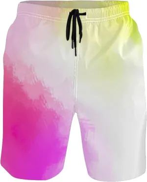 Plain Colorful Painting Men's Swim Trunks Funny Board Swimming Shorts Vacation Quick Dry Elastic Waist S