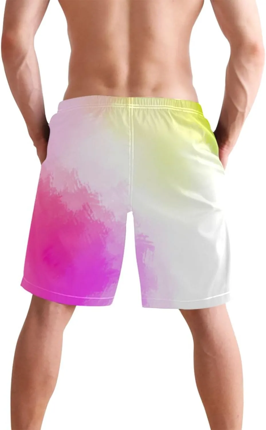 Plain Colorful Painting Men's Swim Trunks Funny Board Swimming Shorts Vacation Quick Dry Elastic Waist S