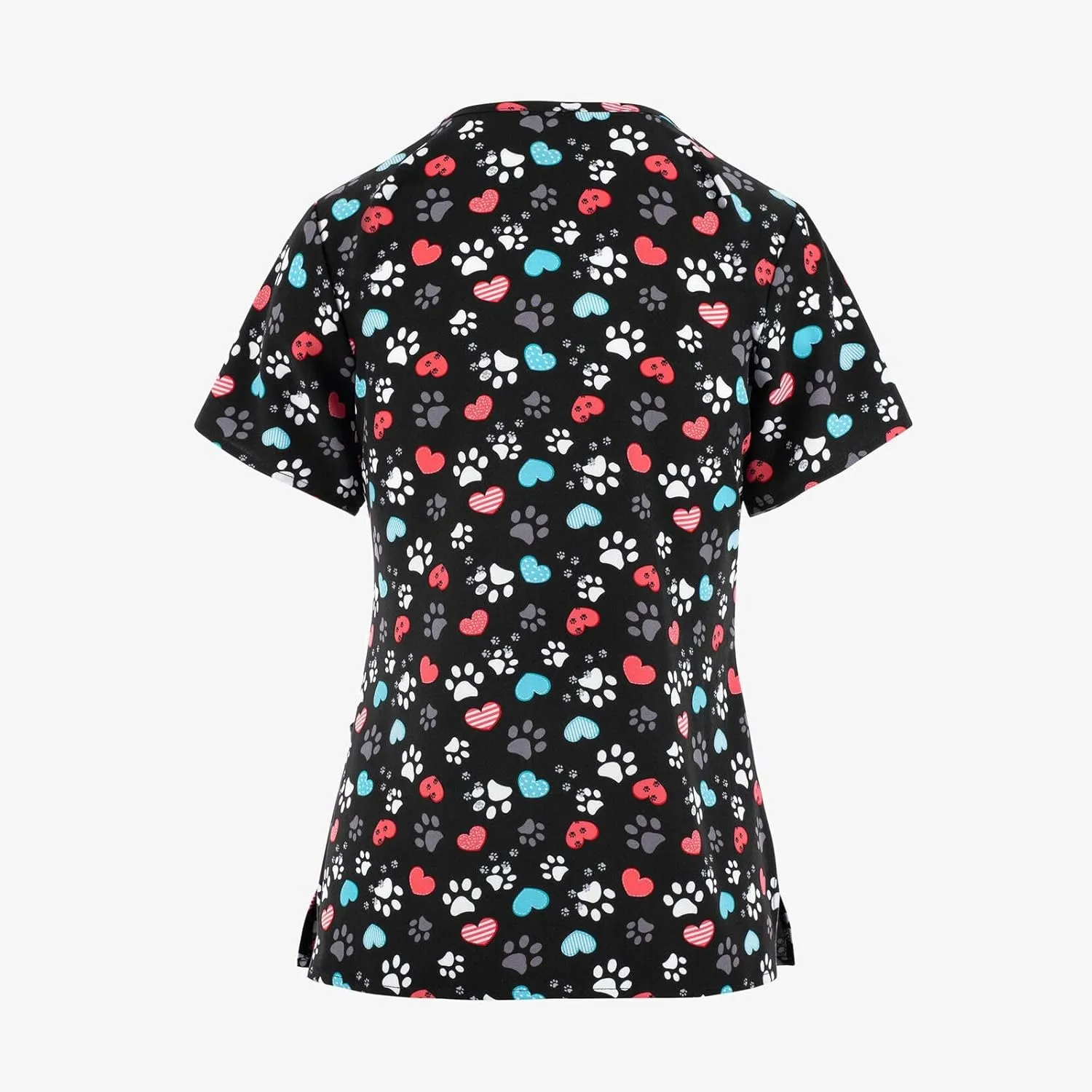 Plus Size Scrubs for Women Cartoon Cute Printed Scrub Tops Women Medical Nursing Tops Stretchy Scrub Shirts for Women