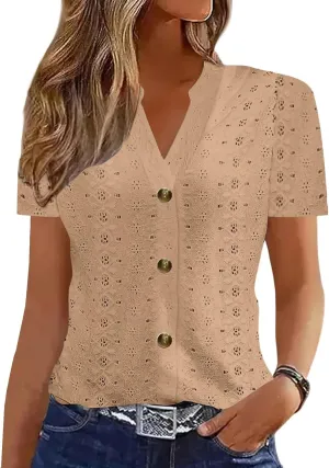 Plus Size Summer Gym Tops Women Fashion Short Sleeve Loose Fitting Comfort Tshirt Women's V Neck Coloured