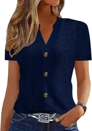 Plus Size Summer Gym Tops Women Fashion Short Sleeve Loose Fitting Comfort Tshirt Women's V Neck Coloured