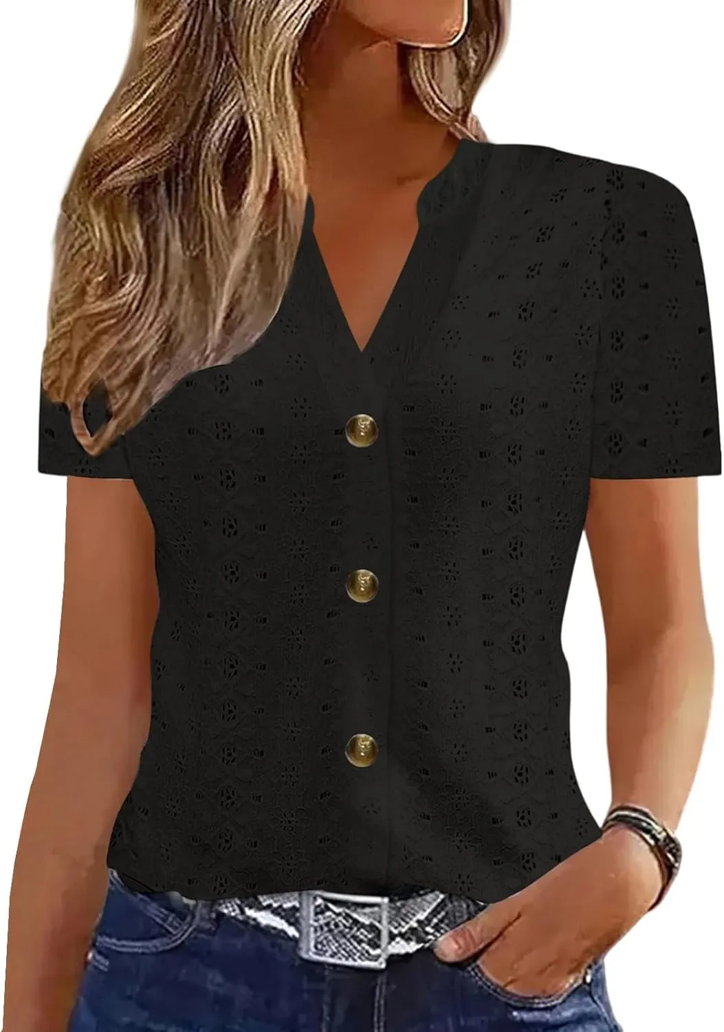 Plus Size Summer Gym Tops Women Fashion Short Sleeve Loose Fitting Comfort Tshirt Women's V Neck Coloured