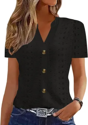 Plus Size Summer Gym Tops Women Fashion Short Sleeve Loose Fitting Comfort Tshirt Women's V Neck Coloured