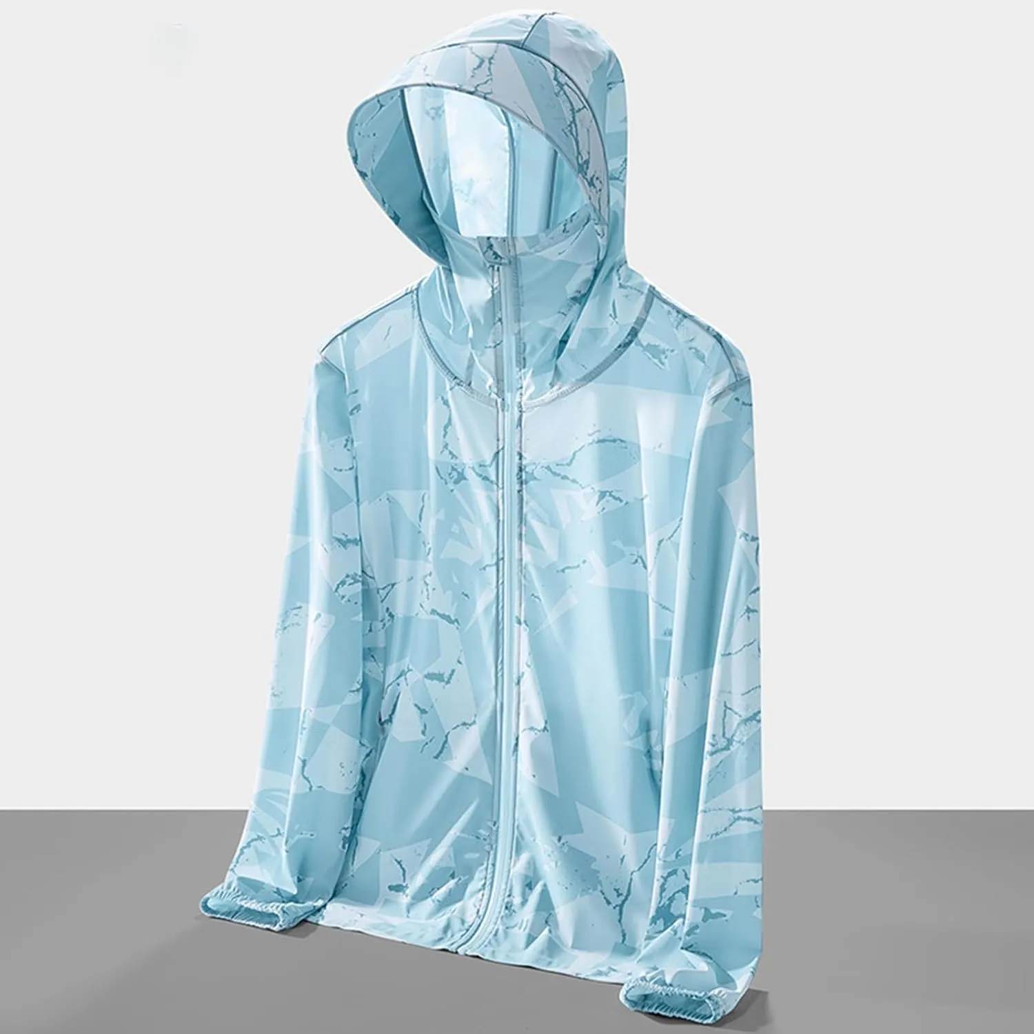 Plus Size Sun Protection Shirt for Women Zip Up Long Sleeve Print Sun Jackets Fishing Hiking Outdoor Performance Top