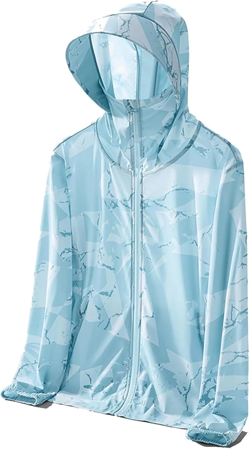 Plus Size Sun Protection Shirt for Women Zip Up Long Sleeve Print Sun Jackets Fishing Hiking Outdoor Performance Top