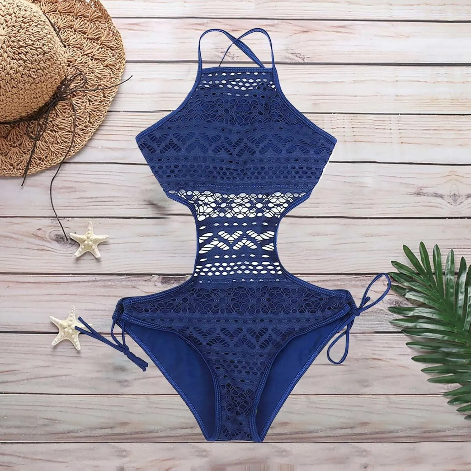 PTOLOCIF Monokini Swimsuits for Women Tummy Control Swim Suits Color Block Print Bathing Suits Athletic Modest Swimwear