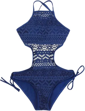 PTOLOCIF Monokini Swimsuits for Women Tummy Control Swim Suits Color Block Print Bathing Suits Athletic Modest Swimwear