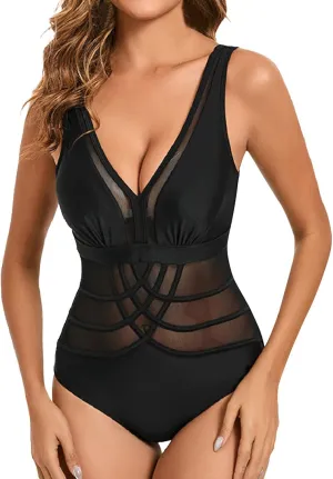 PTOLOCIF Monokini Swimsuits for Women Tummy Control Swimsuits One Shoulder Bathing Suit Modest Full Coverage Keyhole Swimwear
