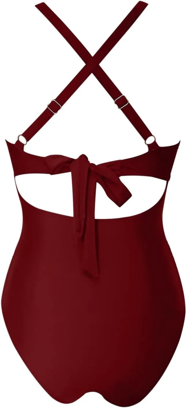PTOLOCIF Slimming Swimsuits for Women High Cut Cheeky Swimsuit Plus Size Bathing Suit High Neck Tummy Control Swimwear
