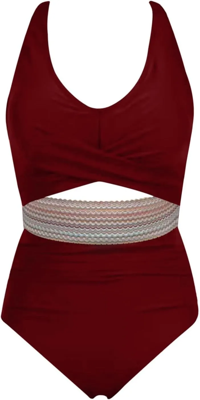 PTOLOCIF Slimming Swimsuits for Women High Cut Cheeky Swimsuit Plus Size Bathing Suit High Neck Tummy Control Swimwear