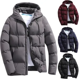 Puffer Jacket Men Insulated Lightweight Hooded Down Coats Outdoor Winter Casual Windproof Tops Waterproof Jackets