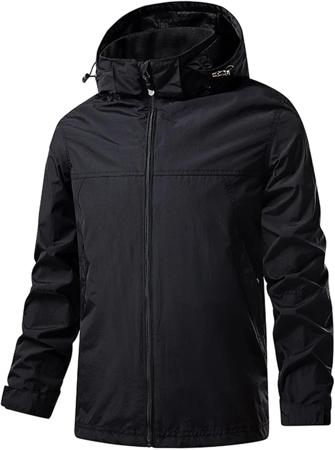Rain Jacket Mens Lightweight Waterproof Casual Bomber Windbreaker Coat Full Zip Hooded Warm Jackets for Hiking Travel