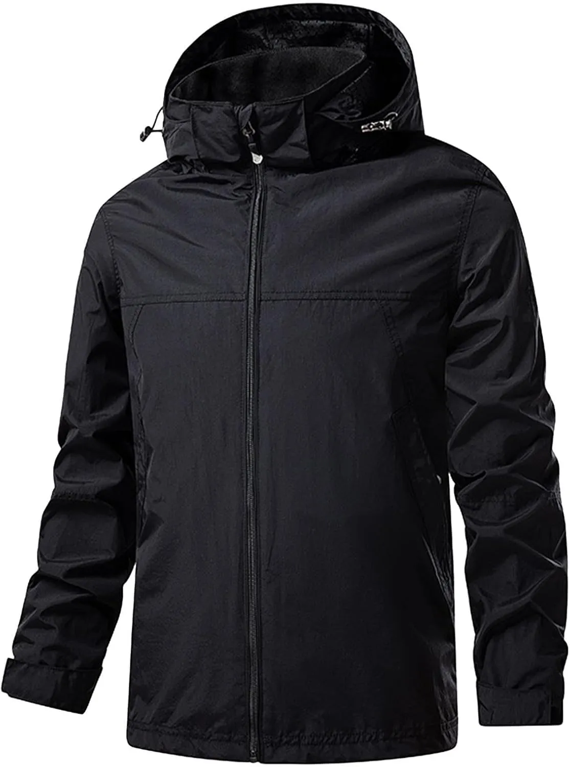 Rain Jacket Mens Lightweight Waterproof Casual Bomber Windbreaker Coat Full Zip Hooded Warm Jackets for Hiking Travel