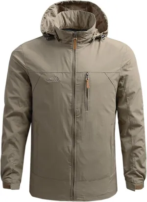 Rain Jacket Mens Water Lightweight Hooded Hiking Running Jackets Water Resistant Fall Full Zip Windbreaker Sportwear