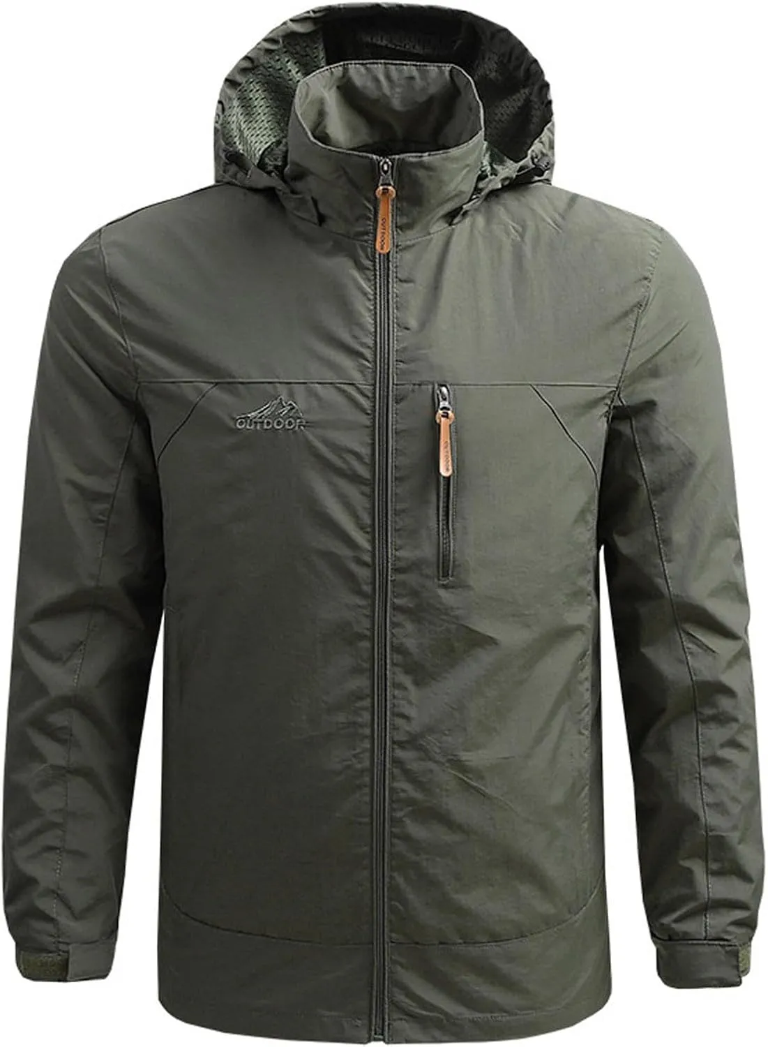 Rain Jacket Mens Water Lightweight Hooded Hiking Running Jackets Water Resistant Fall Full Zip Windbreaker Sportwear