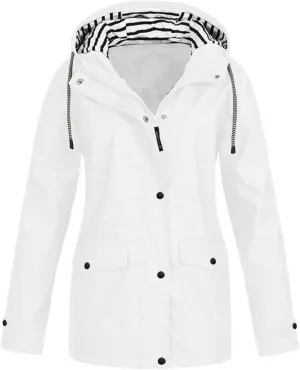 Raincoats for Women Waterproof Jackets Hooded Trench Coats Winter Fall Travel Hiking Windbreaker Outerwear with Hood