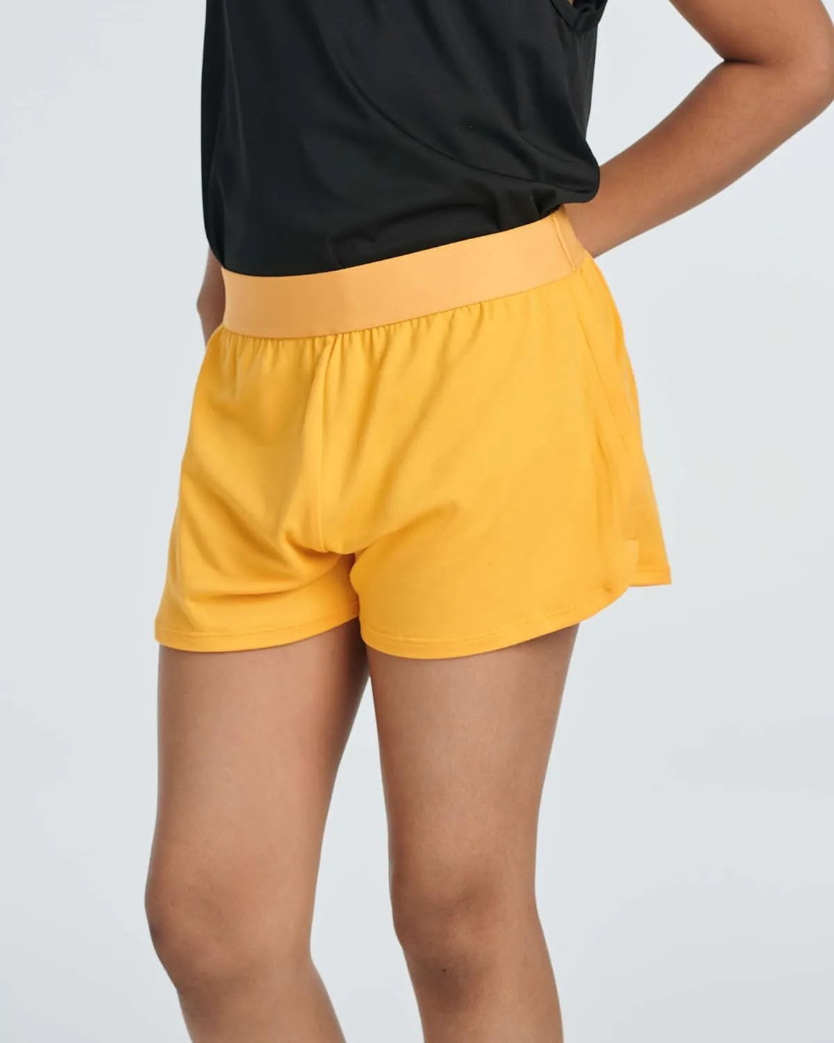 Real Essentials 4 Pack: Girls Athletic Performance Running Shorts with Drawstring & Pockets