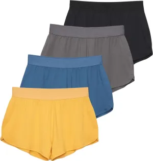 Real Essentials 4 Pack: Girls Athletic Performance Running Shorts with Drawstring & Pockets