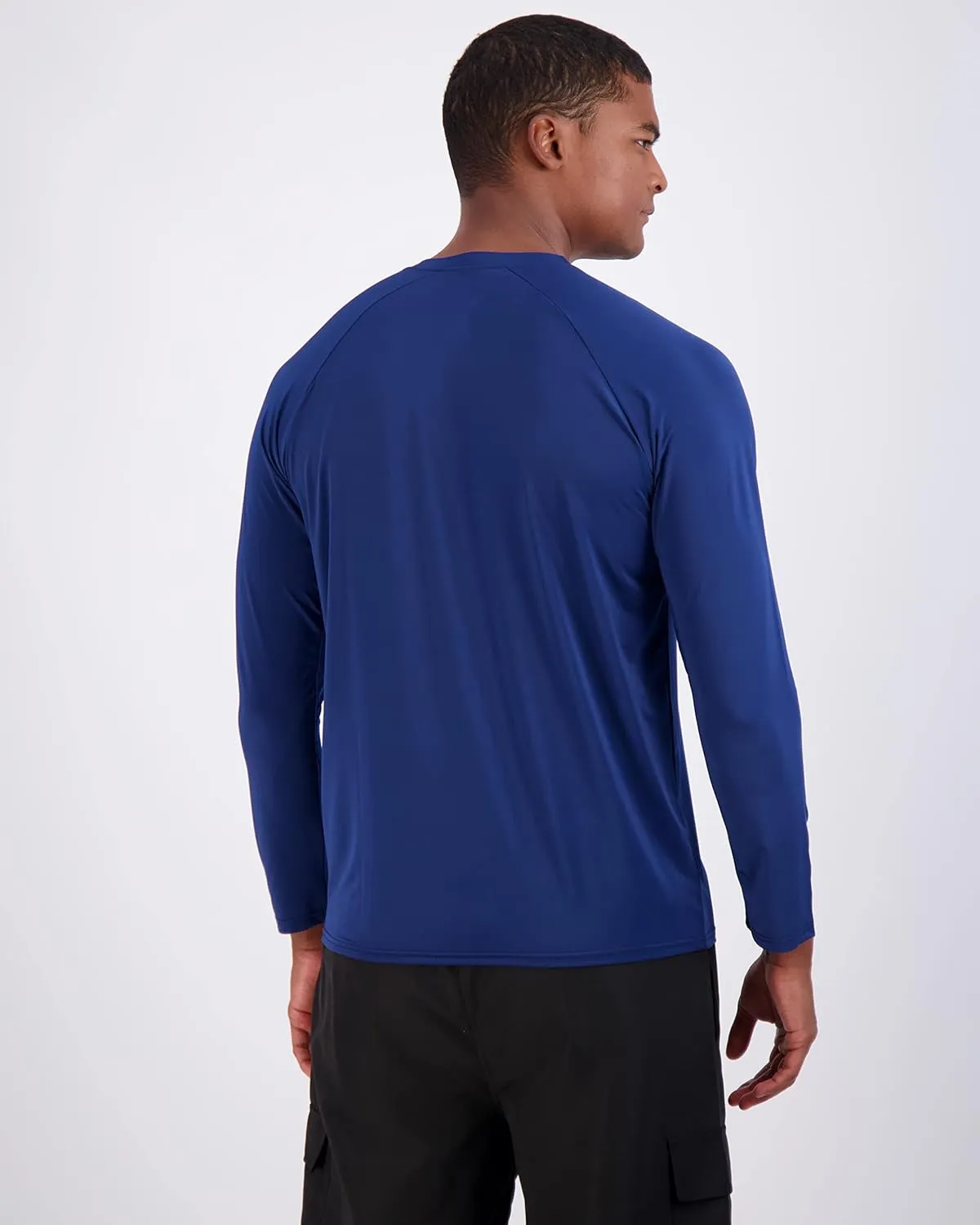 Real Essentials 4 Pack: Mens Long Sleeve Rash Guard Shirt Running Swimwear UPF 50  Sun Protection (Big & Tall)