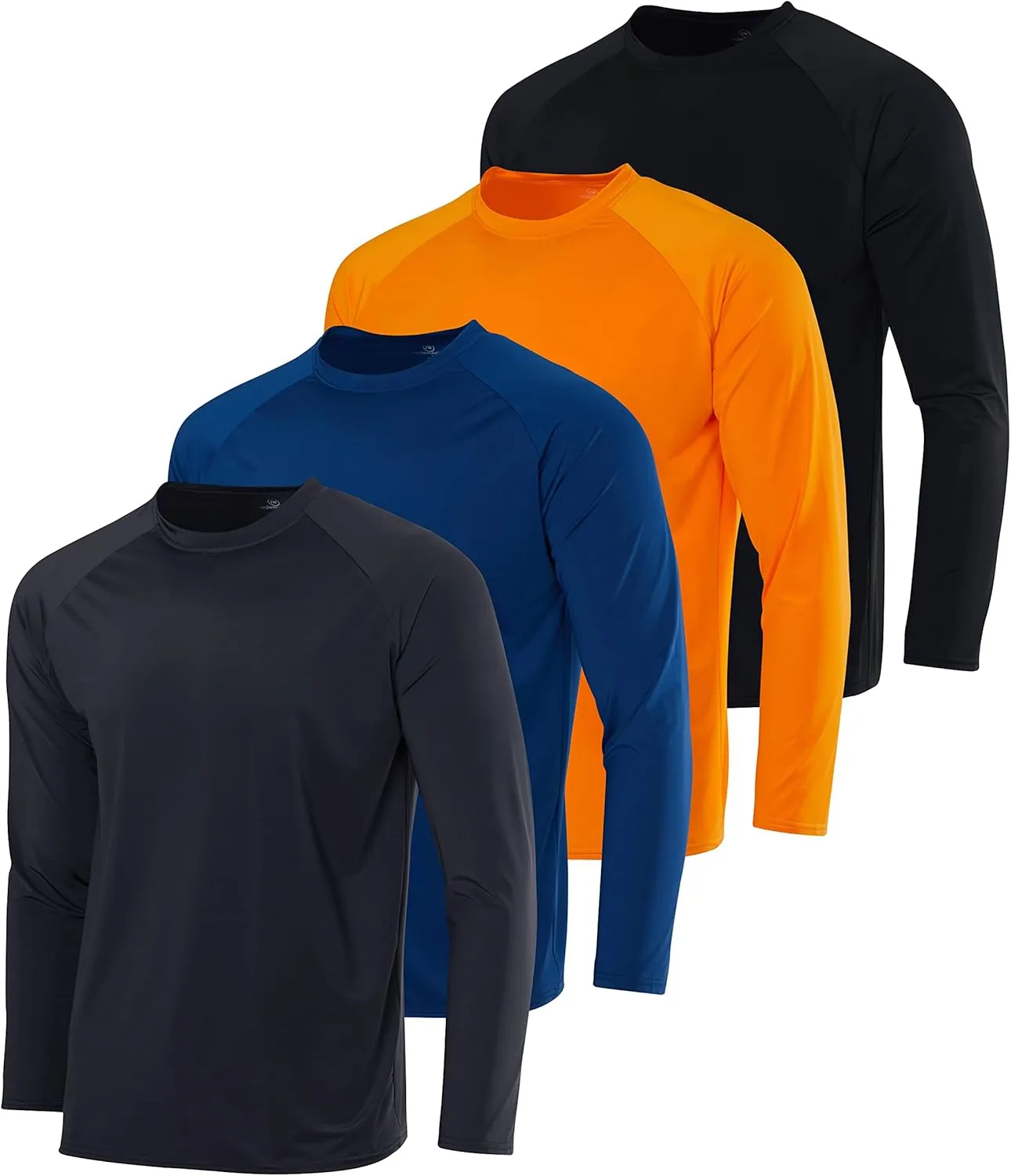 Real Essentials 4 Pack: Mens Long Sleeve Rash Guard Shirt Running Swimwear UPF 50  Sun Protection (Big & Tall)
