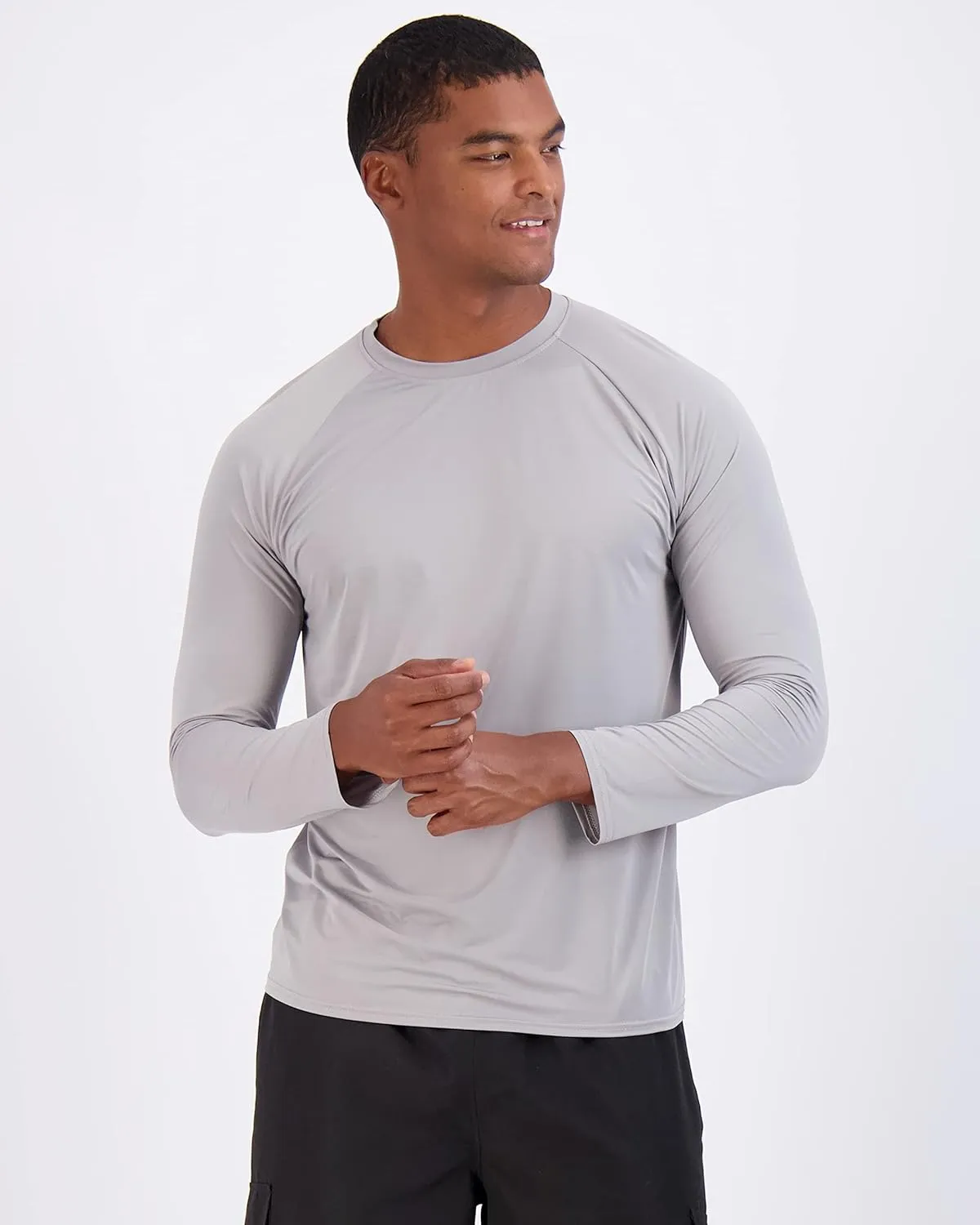 Real Essentials 4 Pack: Mens Long Sleeve Rash Guard Shirt Running Swimwear UPF 50  Sun Protection (Big & Tall)