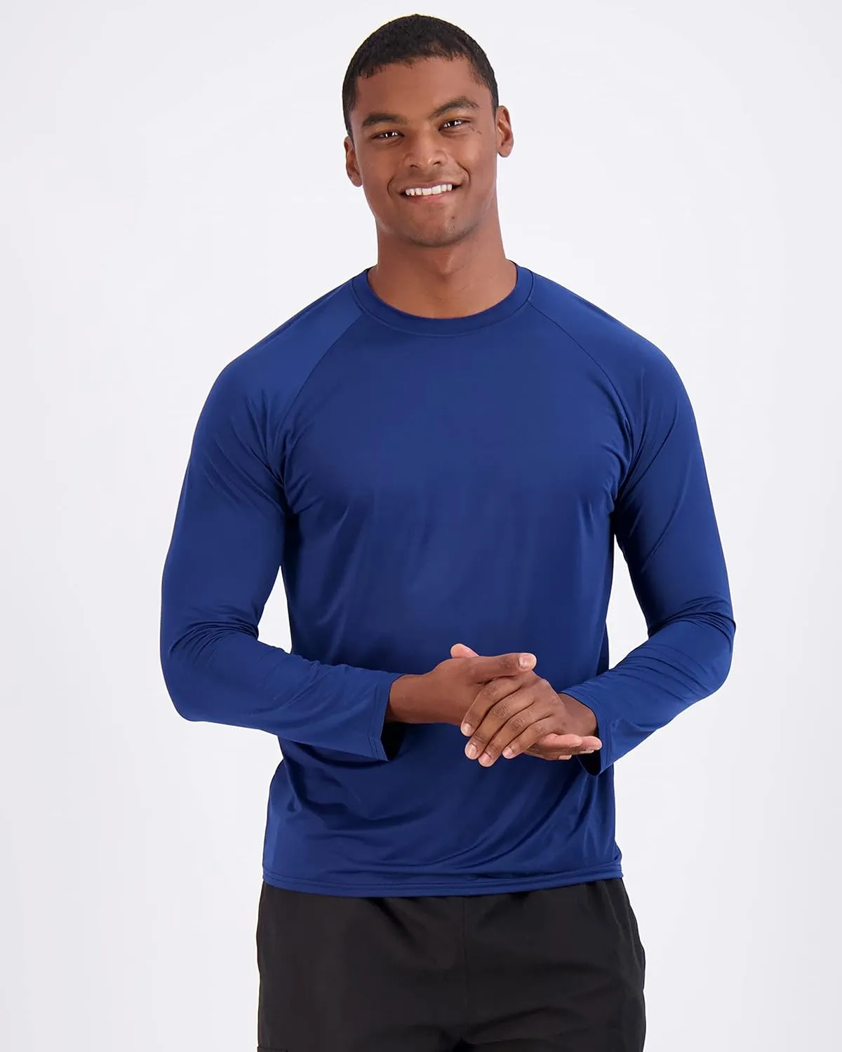 Real Essentials 4 Pack: Mens Long Sleeve Rash Guard Shirt Running Swimwear UPF 50  Sun Protection (Big & Tall)