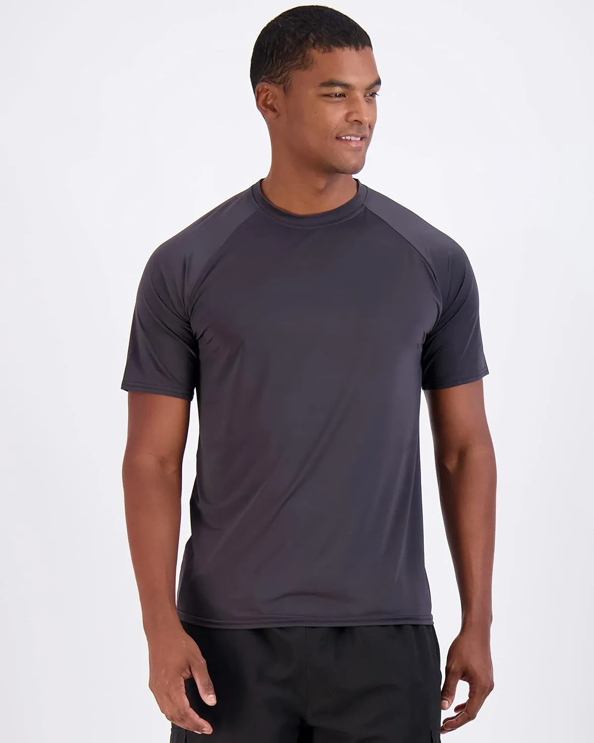 Real Essentials 4 Pack: Mens Short Sleeve Rash Guard Shirt Quick Dry UPF 50  Sun Protection Swim (Available in Big & Tall)
