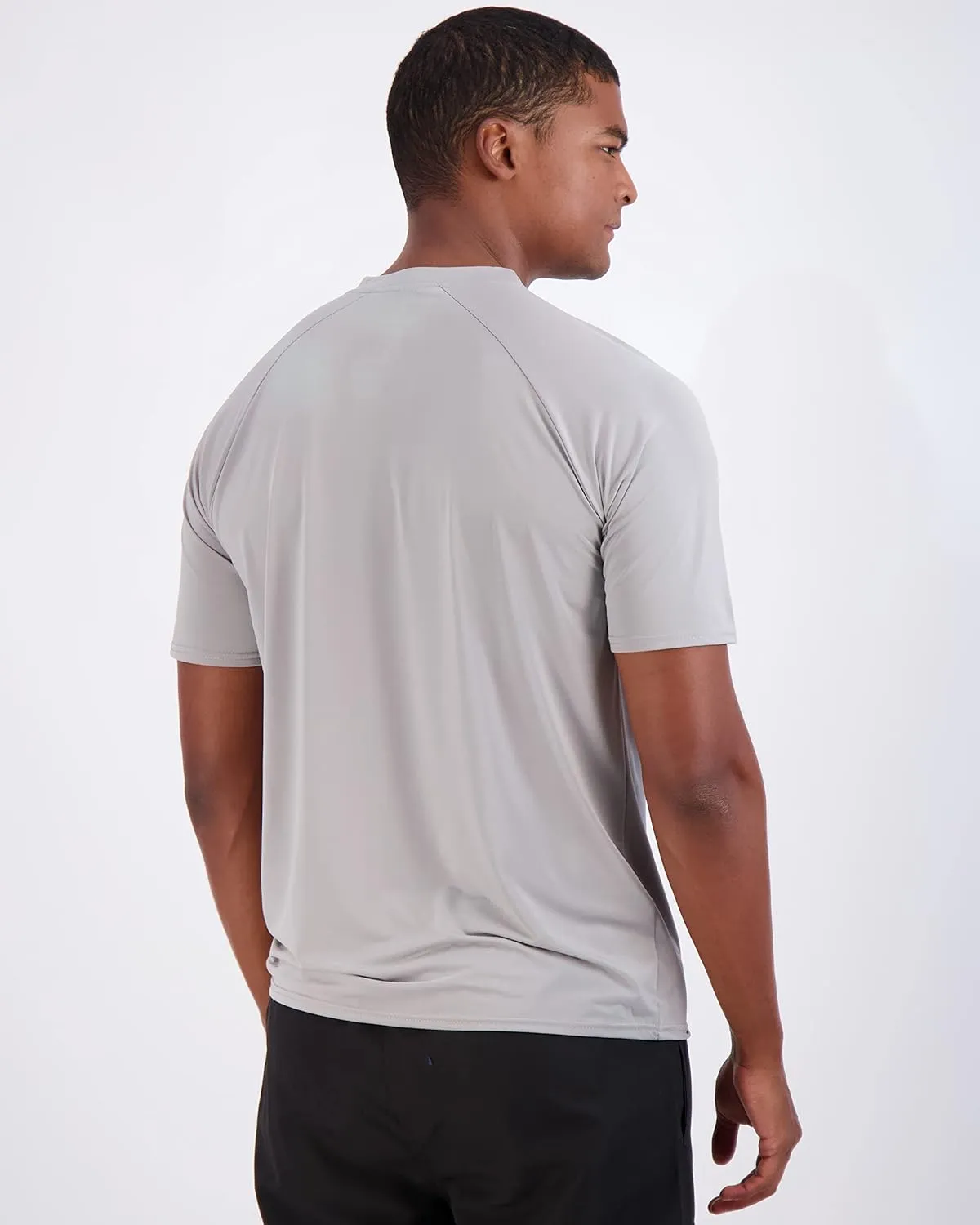 Real Essentials 4 Pack: Mens Short Sleeve Rash Guard Shirt Quick Dry UPF 50  Sun Protection Swim (Available in Big & Tall)