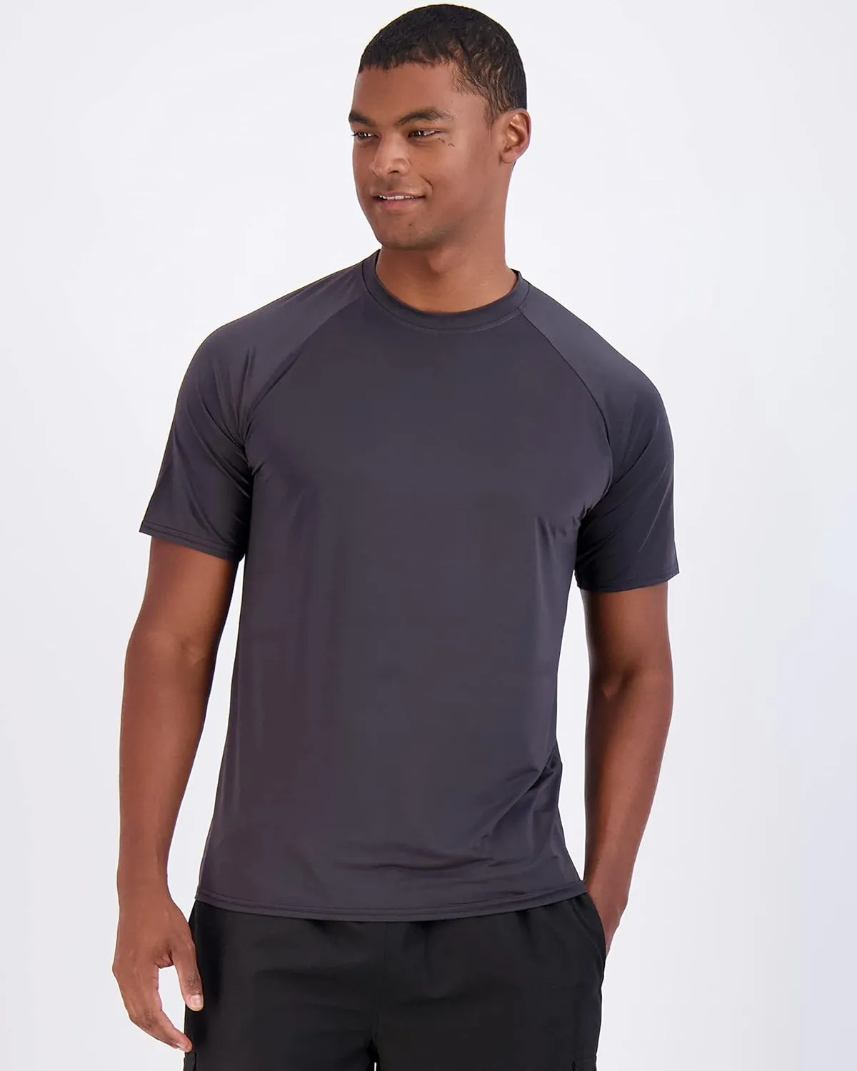 Real Essentials 4 Pack: Mens Short Sleeve Rash Guard Shirt Quick Dry UPF 50  Sun Protection Swim (Available in Big & Tall)