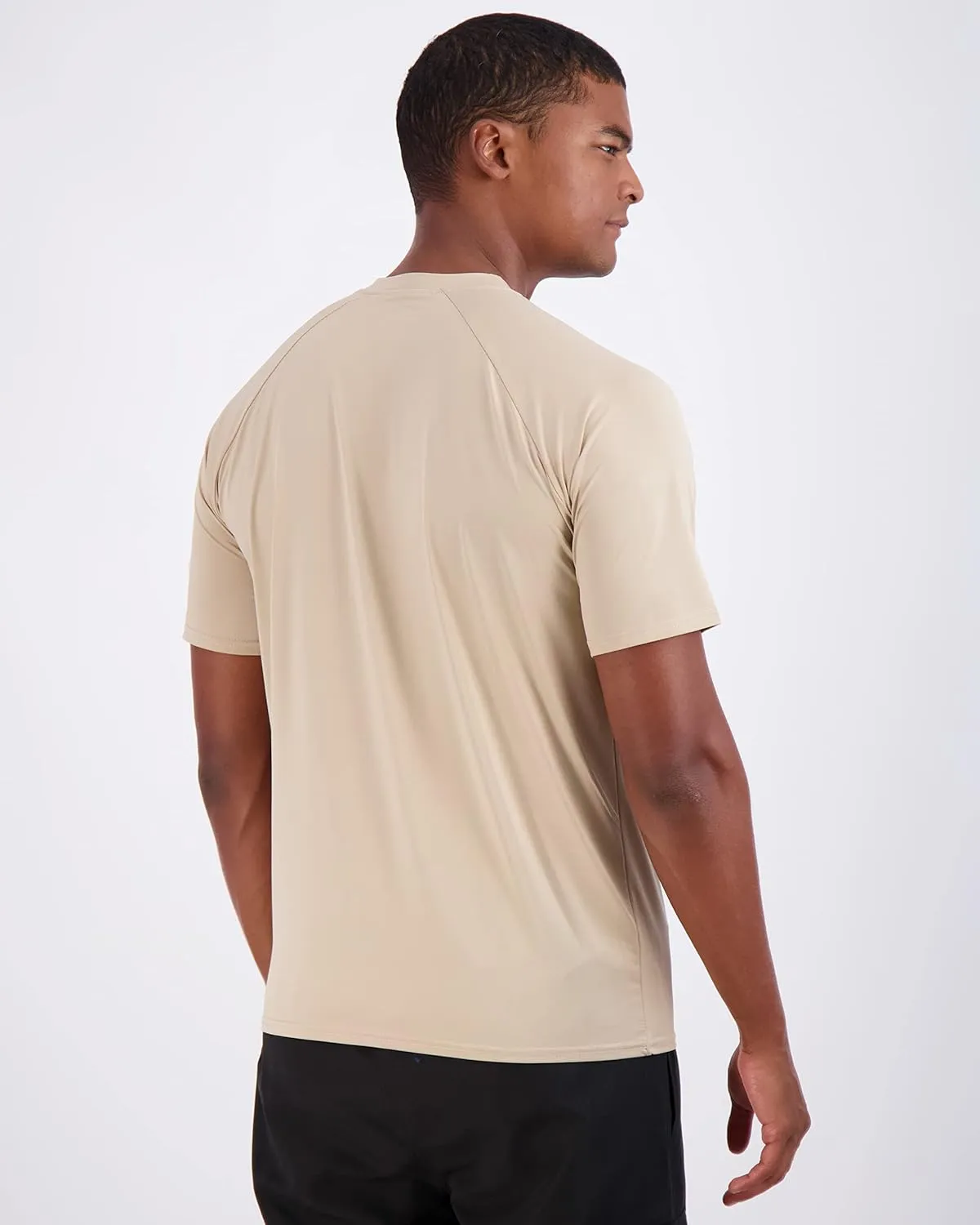 Real Essentials 4 Pack: Mens Short Sleeve Rash Guard Shirt Quick Dry UPF 50  Sun Protection Swim (Available in Big & Tall)
