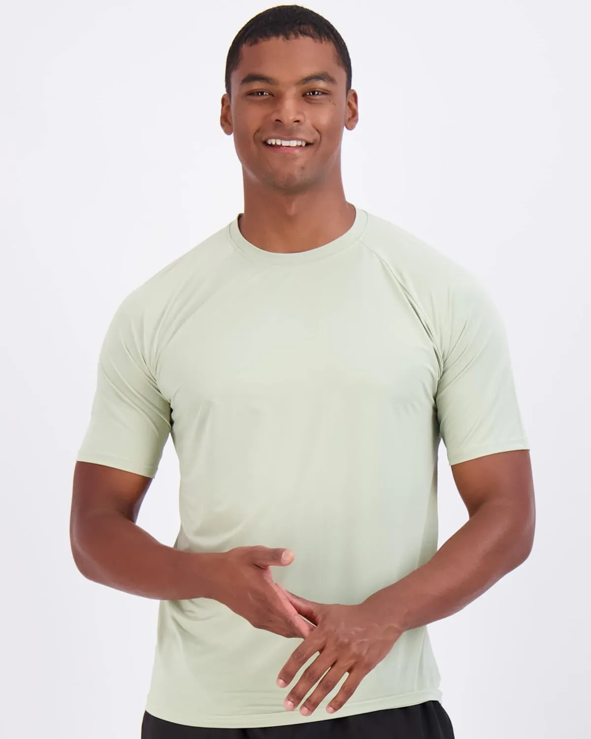 Real Essentials 4 Pack: Mens Short Sleeve Rash Guard Shirt Quick Dry UPF 50  Sun Protection Swim (Available in Big & Tall)