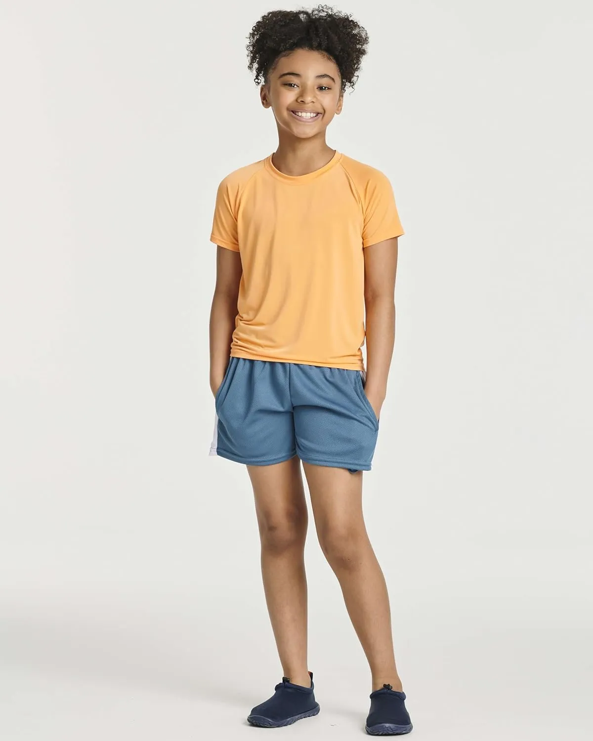 Real Essentials 5 Pack Girls' Short Sleeve UPF Sun Protective Rashguard Swim Shirt Active Athletic (Ages 4-16)