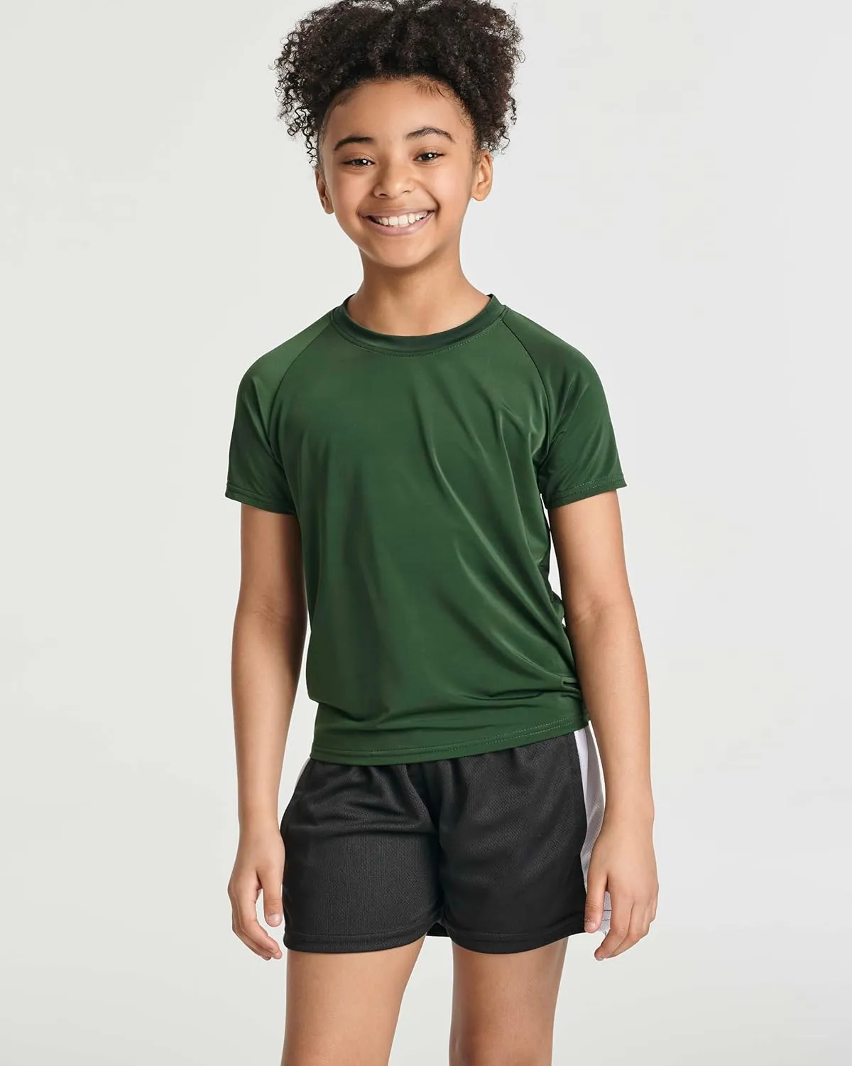Real Essentials 5 Pack Girls' Short Sleeve UPF Sun Protective Rashguard Swim Shirt Active Athletic (Ages 4-16)