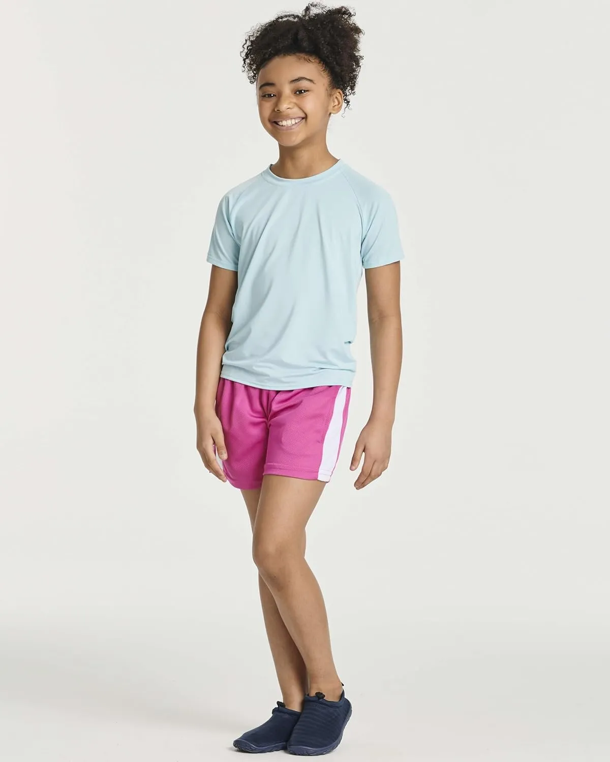 Real Essentials 5 Pack Girls' Short Sleeve UPF Sun Protective Rashguard Swim Shirt Active Athletic (Ages 4-16)
